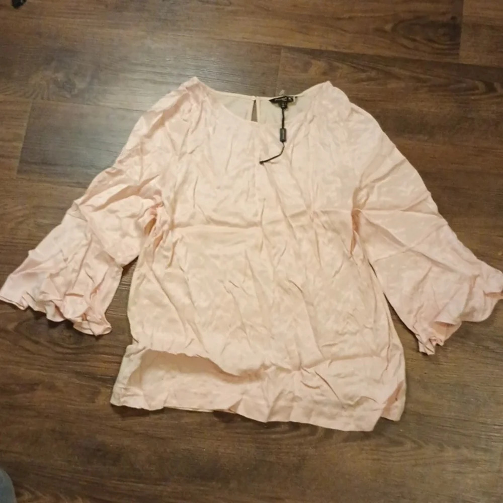 Mossimo Dutti Pink Silky Ruffle Blouse UUU